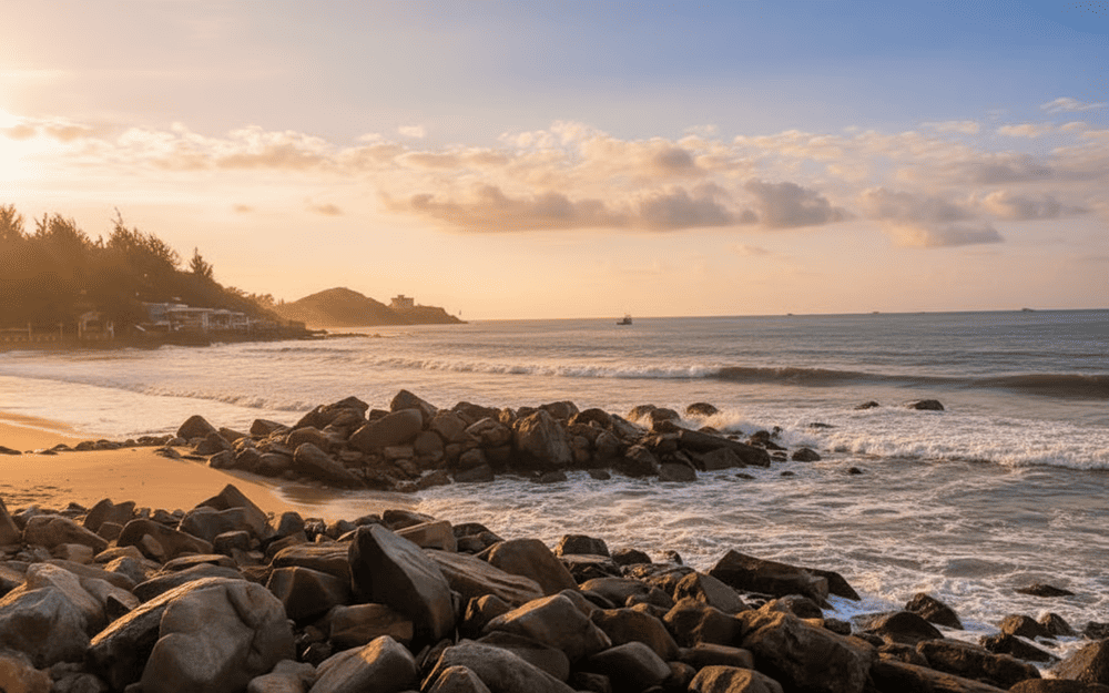 Bãi Dứa nước trong xanh, mát lành, mang lại cảm giác yên bình đến lạ